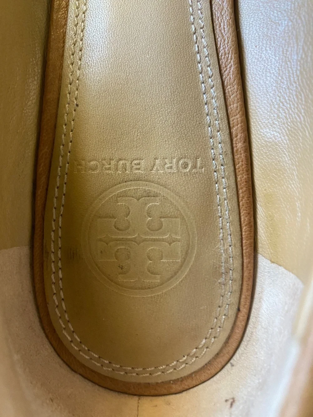 Tory Burch Trudy Wedge Pumps Tan Size 7.5-8